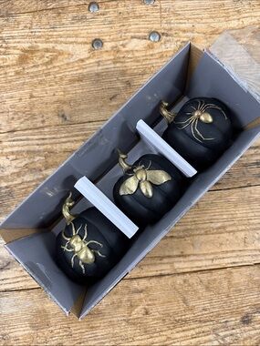 Christian Lacroix Maison Black and Gold Insect Pumpkin Bugs Accents